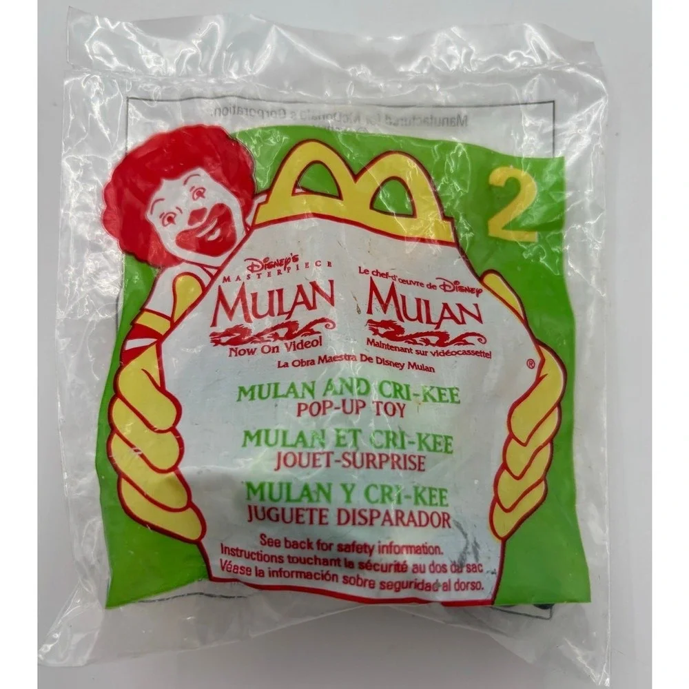 1998 Mulan McDonald's Happy Meal #2 MULAN AND CRI-KEE POP UP TOY Sealed